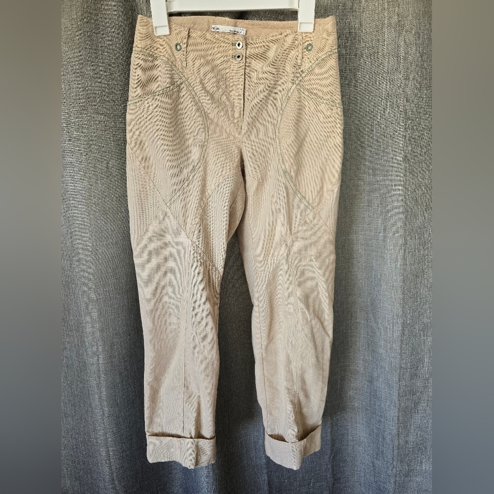 BGN Tan Equestrian Style Cuffed Pants Womens Size 4 Subtle Plaid